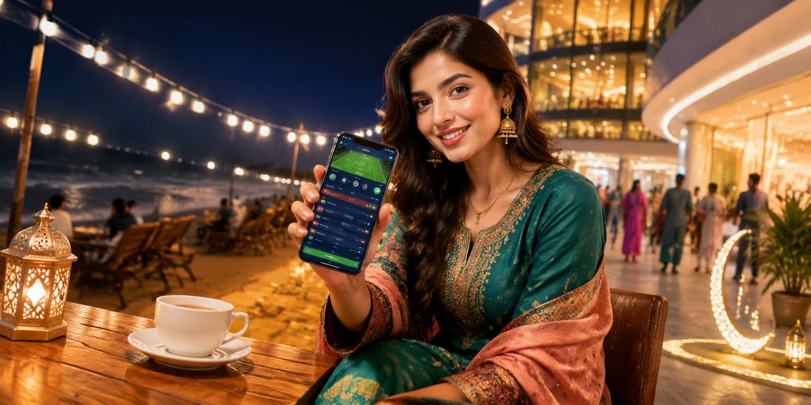 A tourist using an online betting app during an Eid festival in Cox's Bazar
